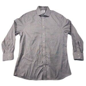 CHARLES TYRWHITT Non Iron Gray Cotton Dress Shirt 16.5 33 Long Sleeve Slim Fit